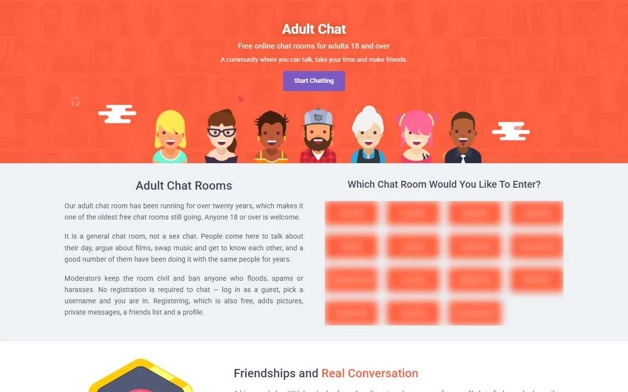 321Chat Adult Chat page screenshot