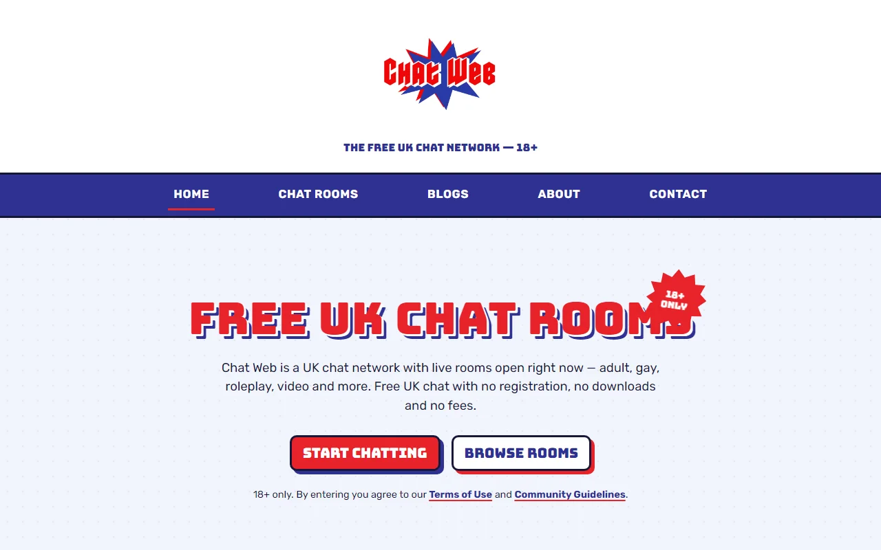 Chat Web UK homepage screenshot