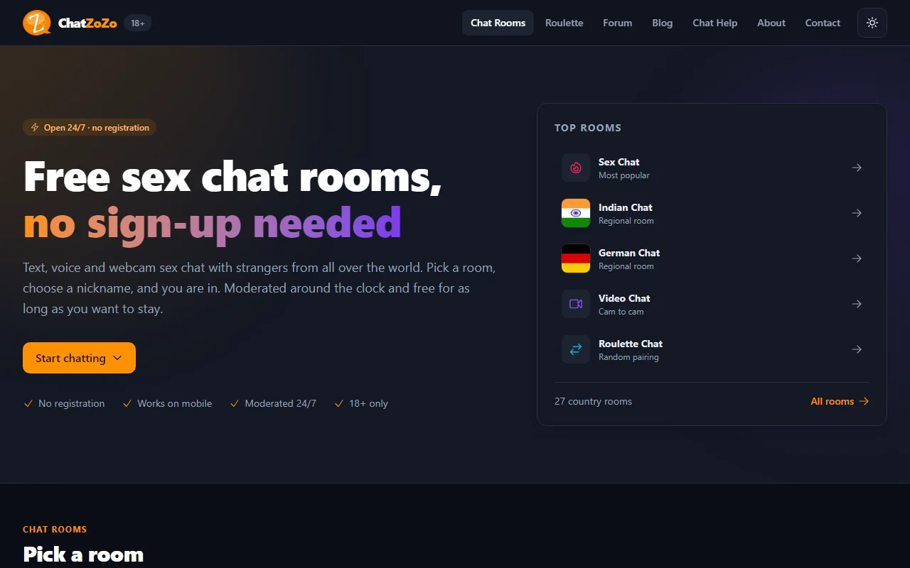 ChatZoZo homepage screenshot