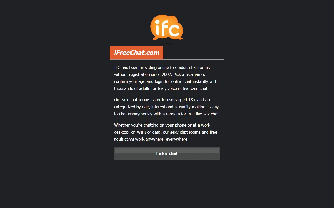 iFreeChat homepage screenshot