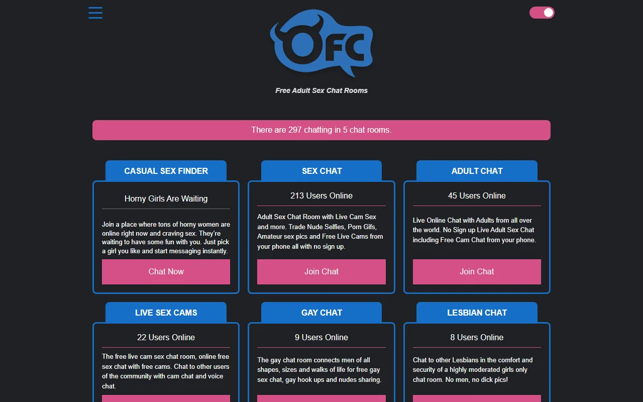 OnlineFreeChat homepage screenshot