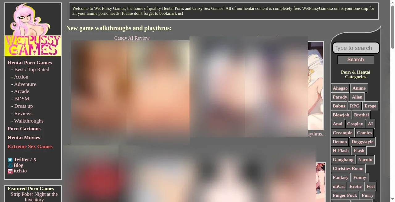WetPussyGames homepage hentai and porn games