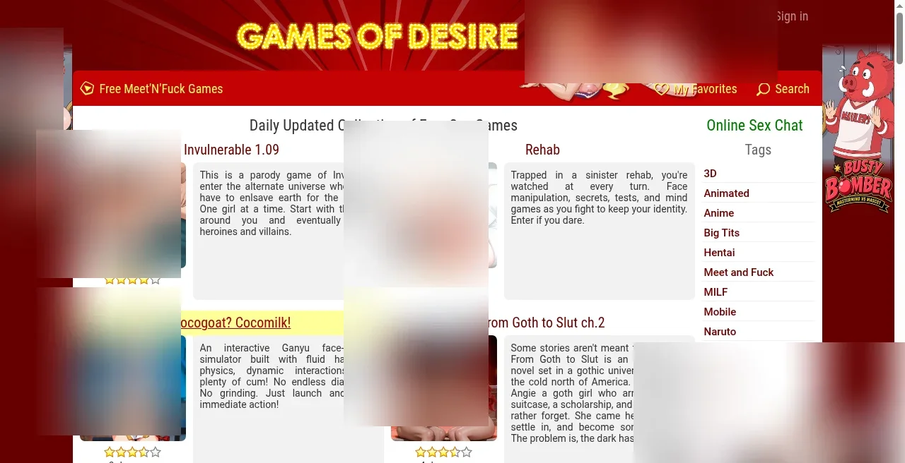 GamesOfDesire homepage free adult games