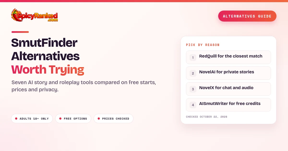 SmutFinder Alternatives: 7 AI Smut Story and Chat Tools to Try
