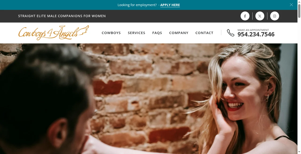 Cowboys4Angels homepage for male escorts and companions