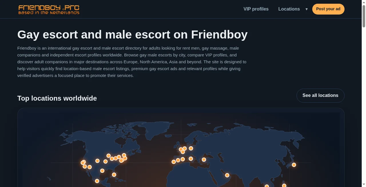 FriendBoy gay escort and male escort homepage