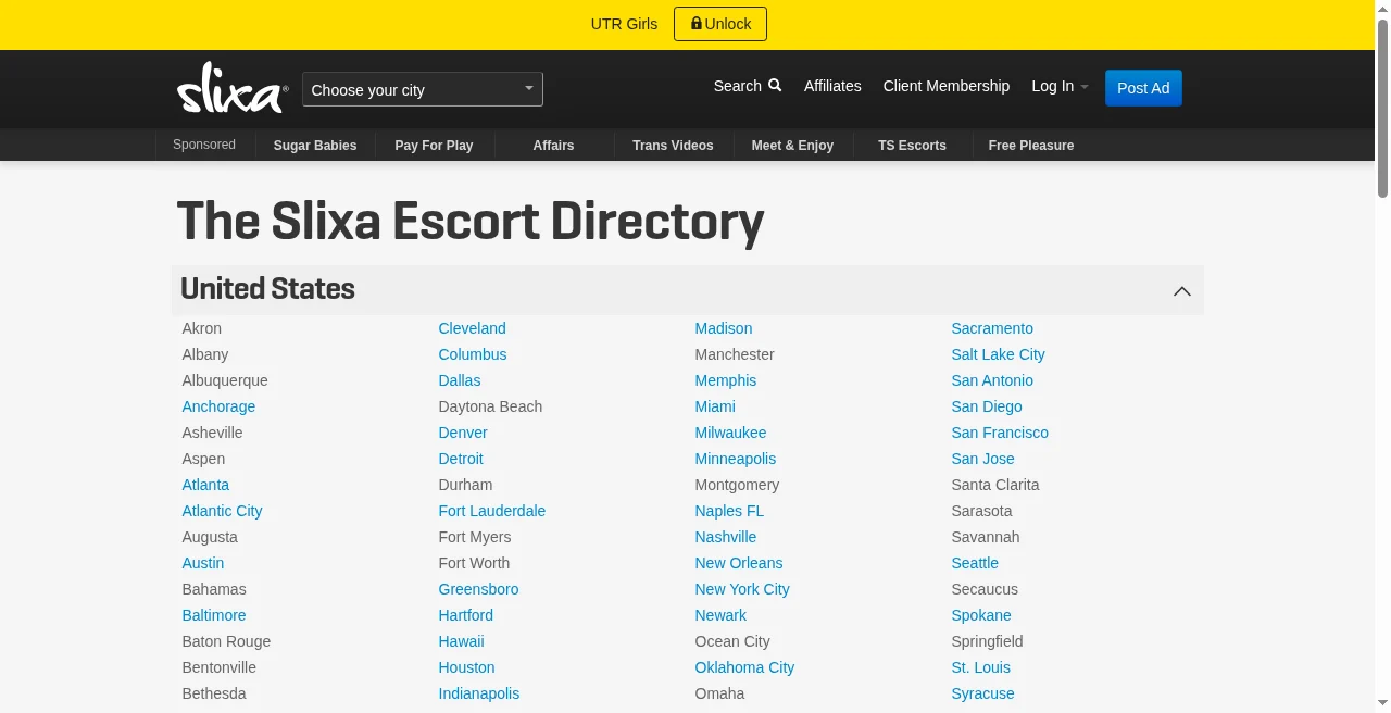 Slixa escort directory homepage