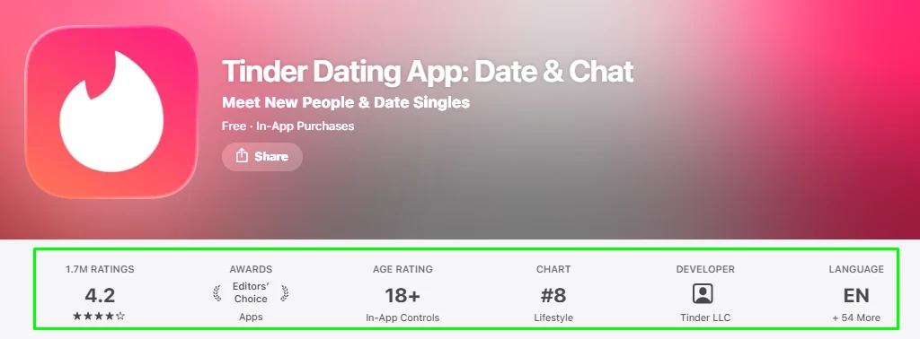 Apple App Store Rating For Tinder