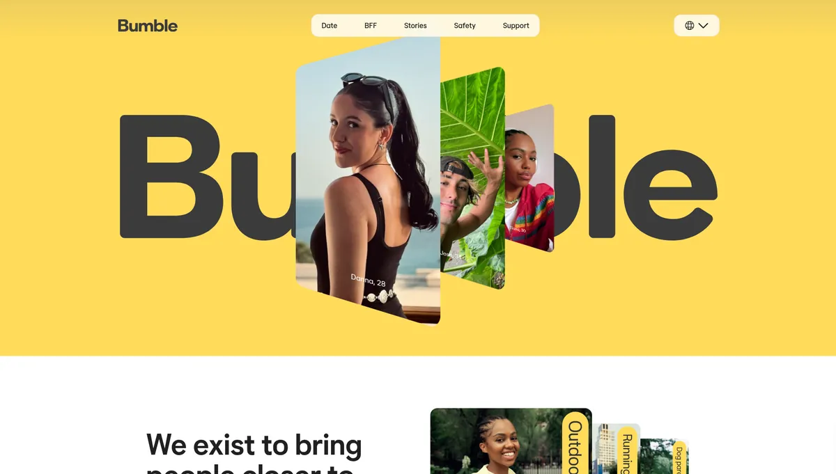 Bumble homepage in 2026