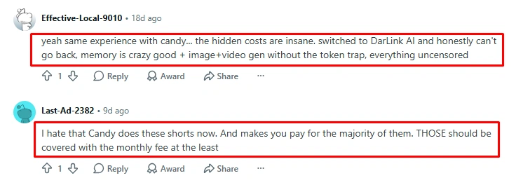 Candy AI Reddit Users Comment