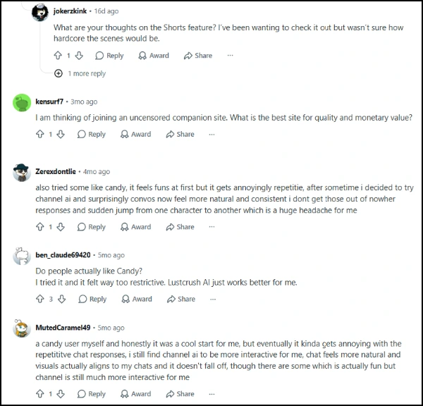 Candy AI Reviews on Reddit