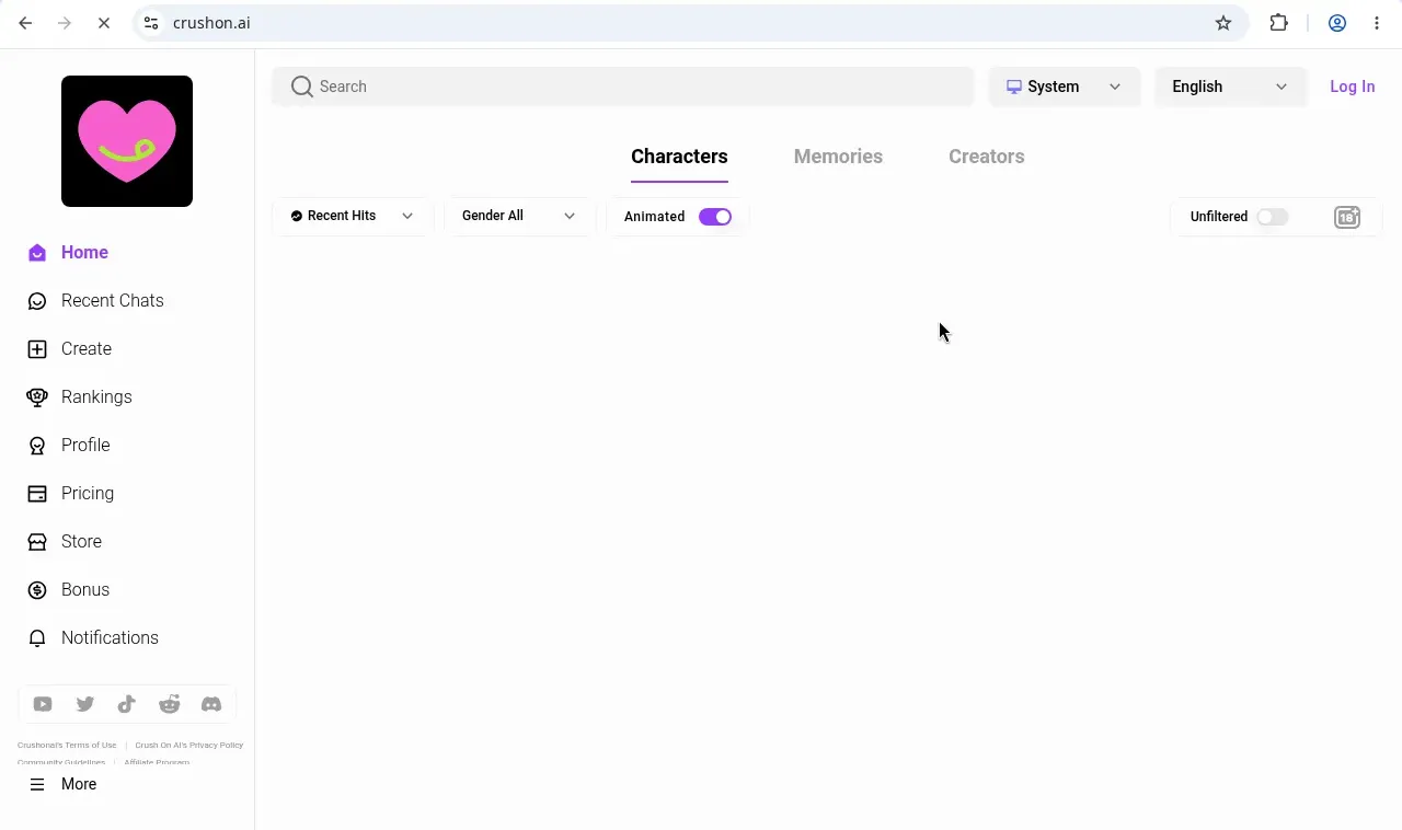 CrushOn AI homepage