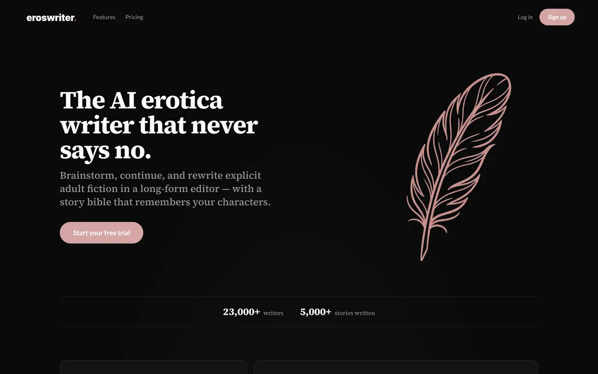 ErosWriter homepage hero