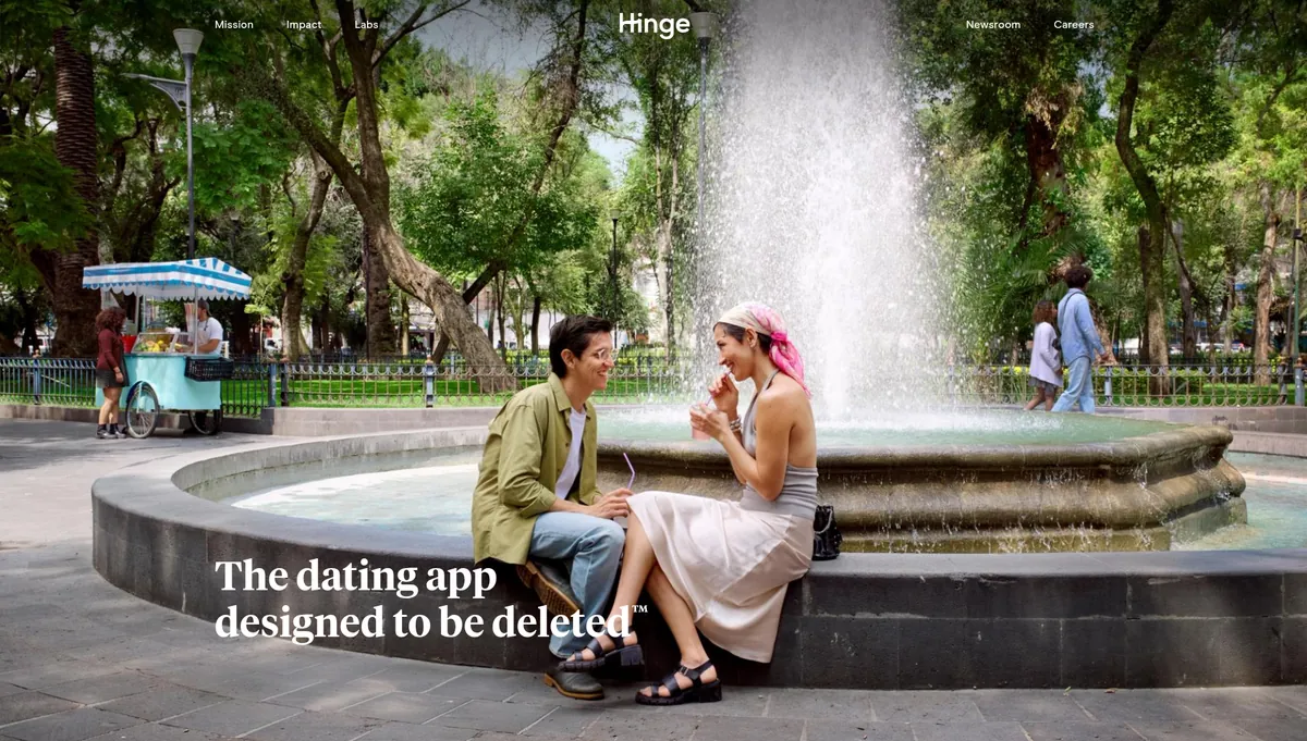 Hinge homepage in 2026