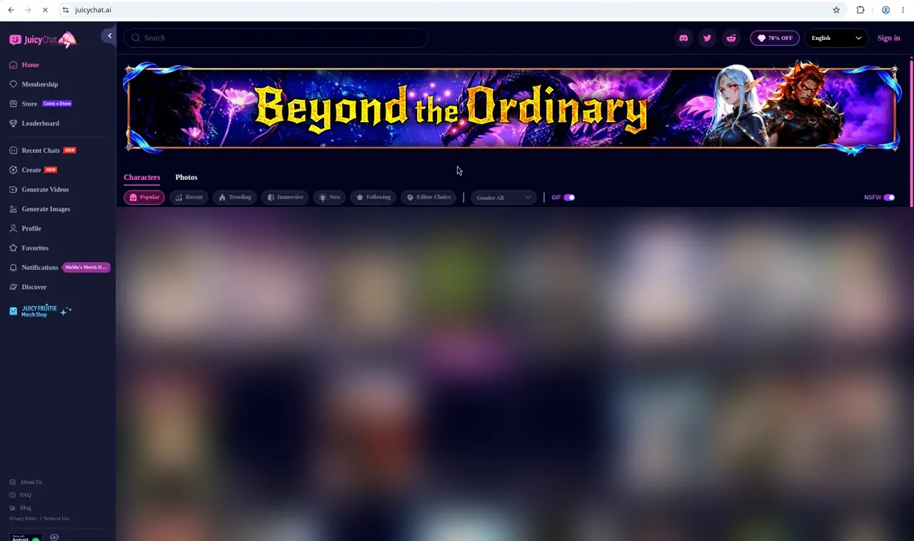 JuicyChat homepage