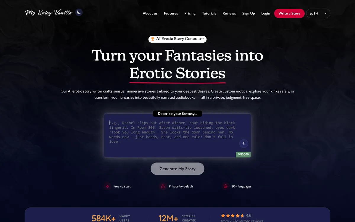 My Spicy Vanilla homepage hero