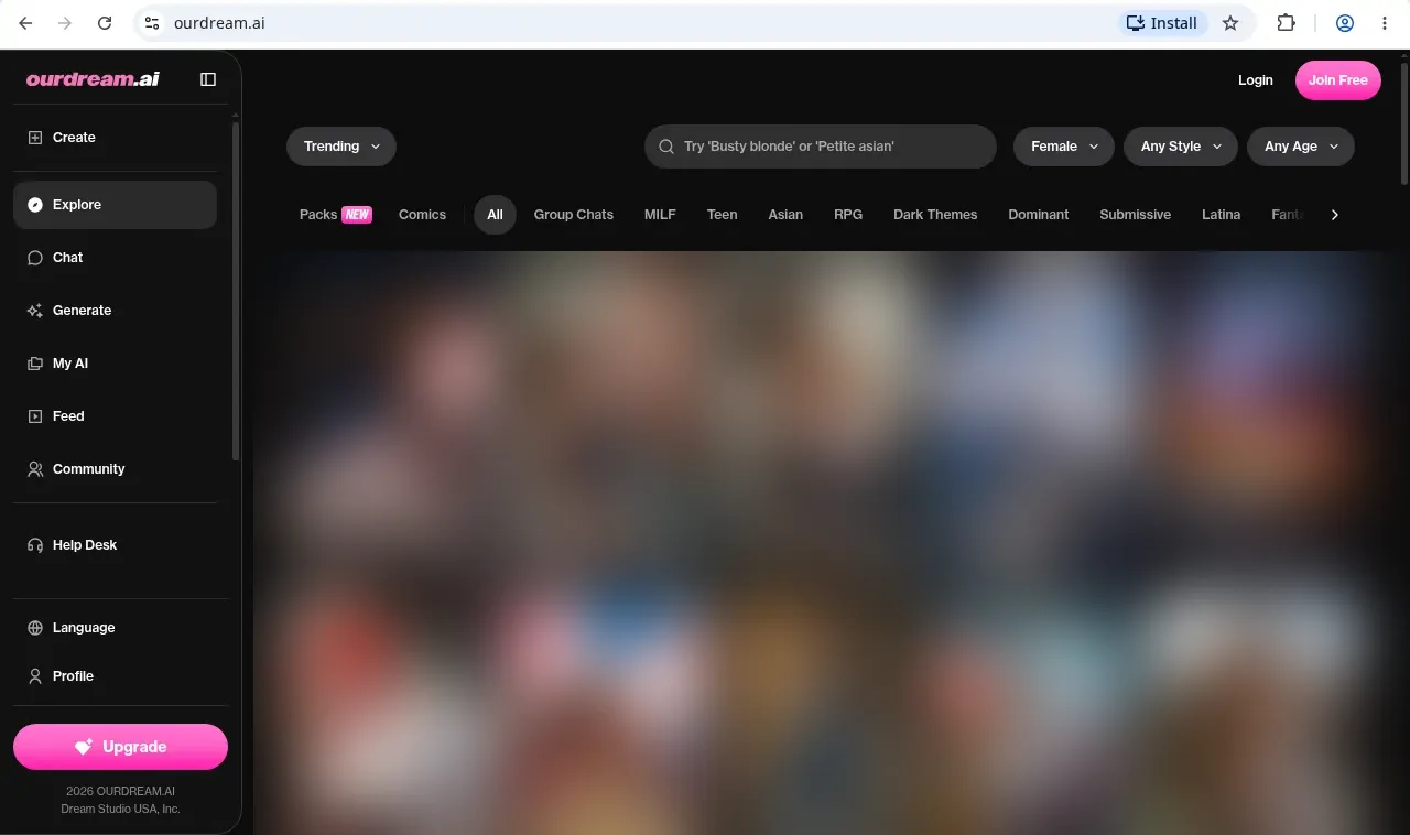 OurDream AI homepage