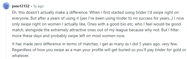 reddit comment for tinder review