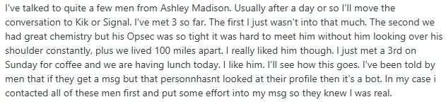 Reddit user comment on Ashley Madison