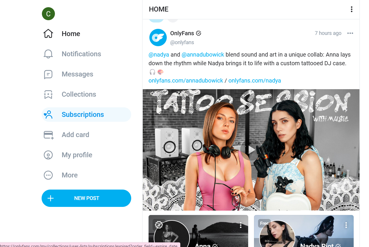 OnlyFans Dashboard and Options