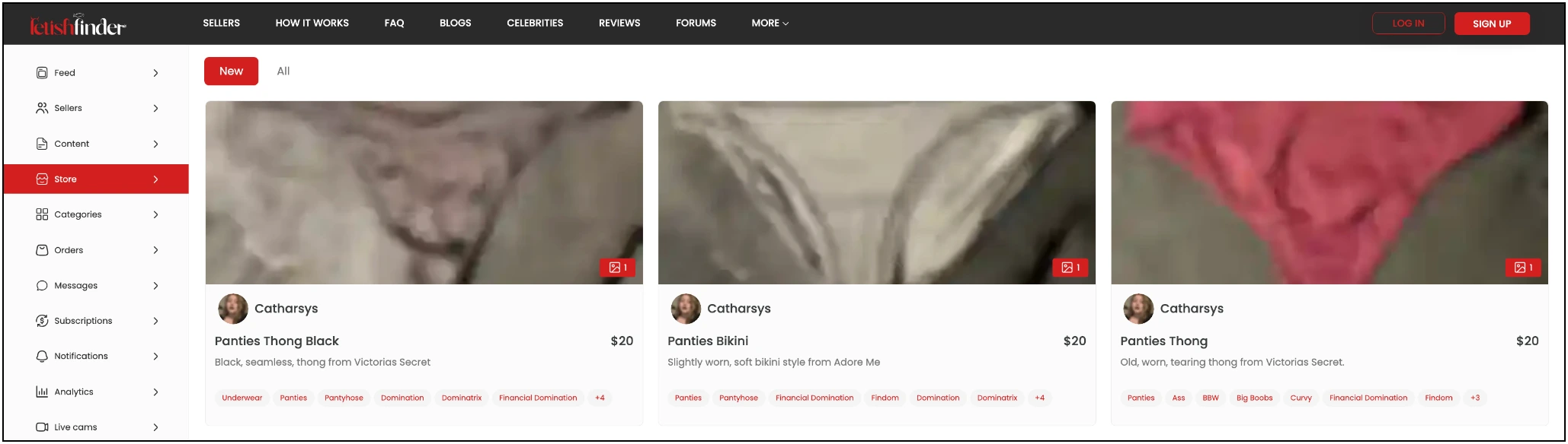 Live listings in the used items store