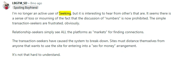 Seeking Reddit Comment