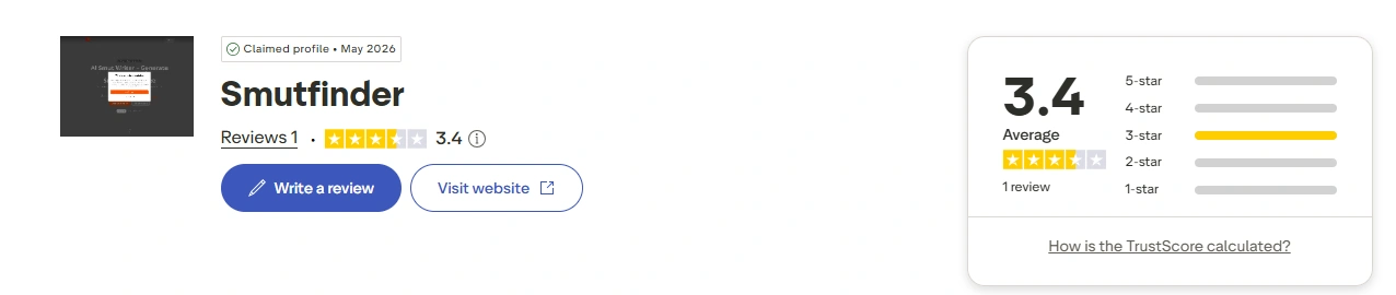 SmutFinder trustpilot rating